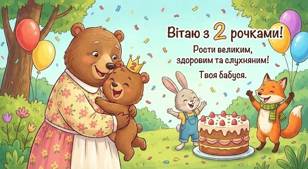 Привітання з днем народження онука на 2 роки для бабусі